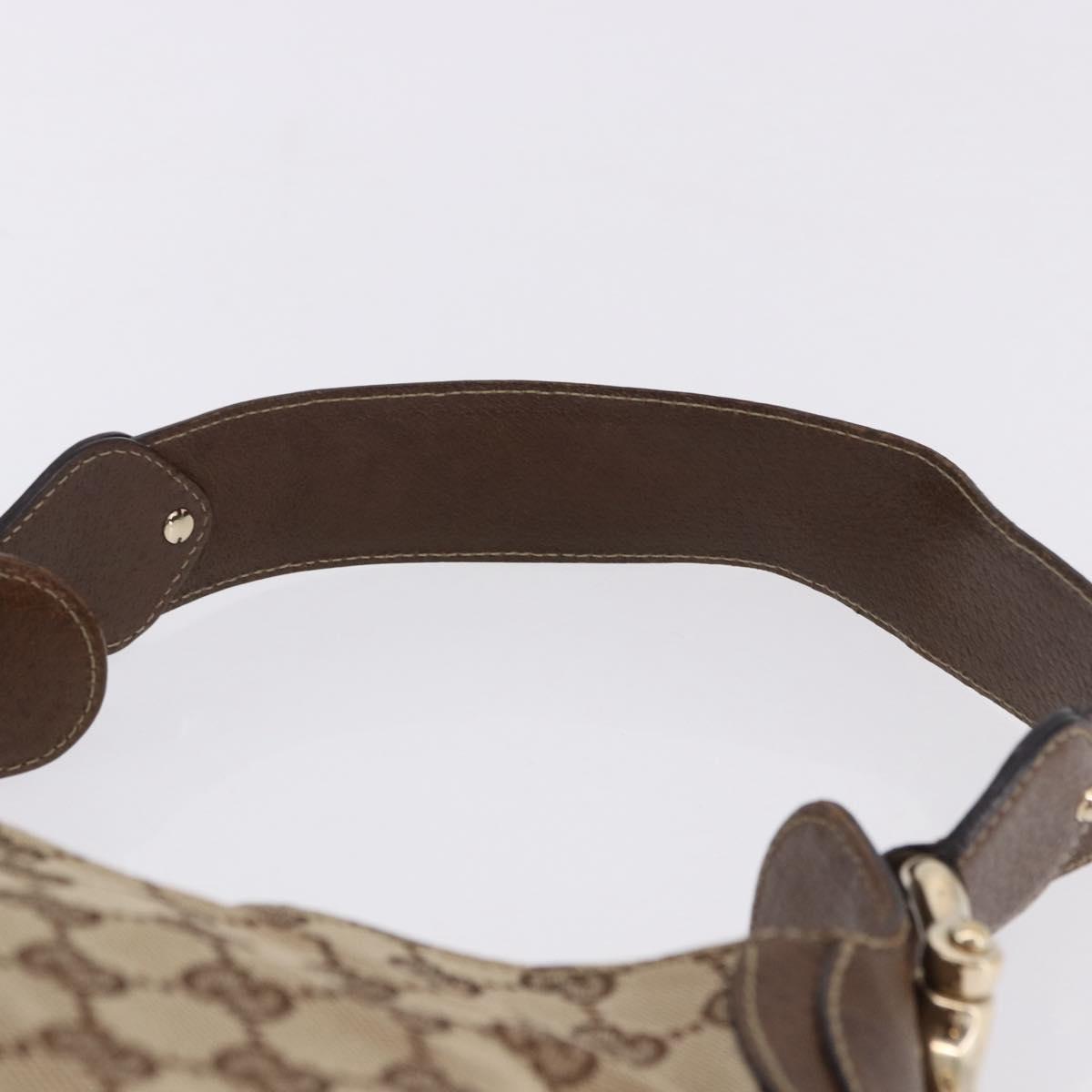 GUCCI GG Canvas Horsebit Shoulder Bag Beige Gold 145826 Auth 192271V