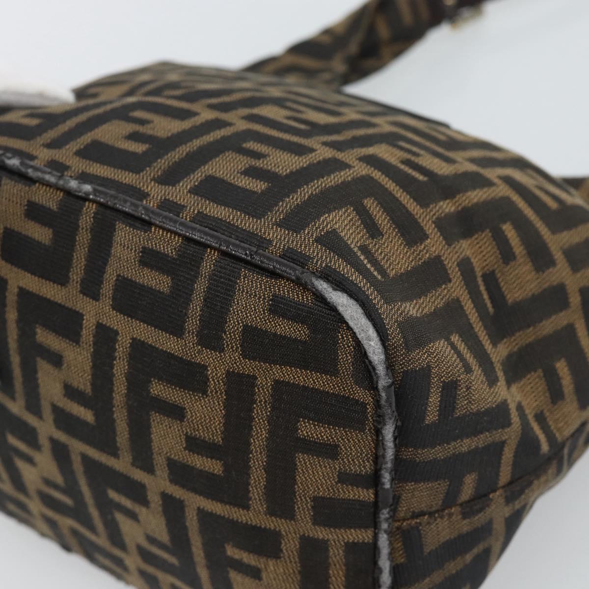 FENDI Zucca Canvas Mamma Baguette Shoulder Bag Brown Gold Auth 192273