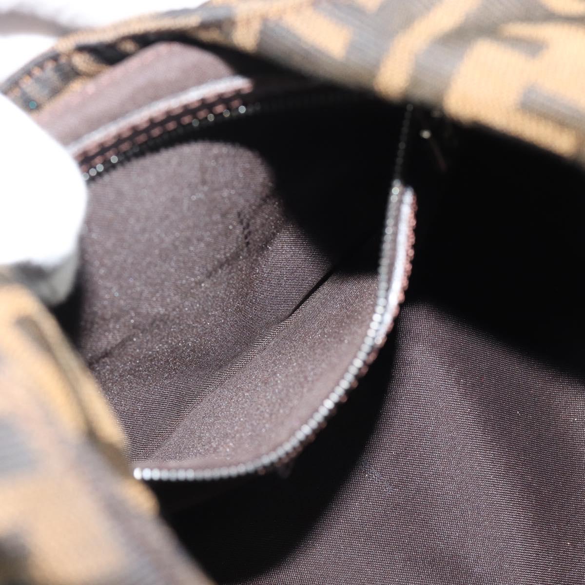 FENDI Zucca Canvas Mamma Baguette Shoulder Bag Brown Gold Auth 192273