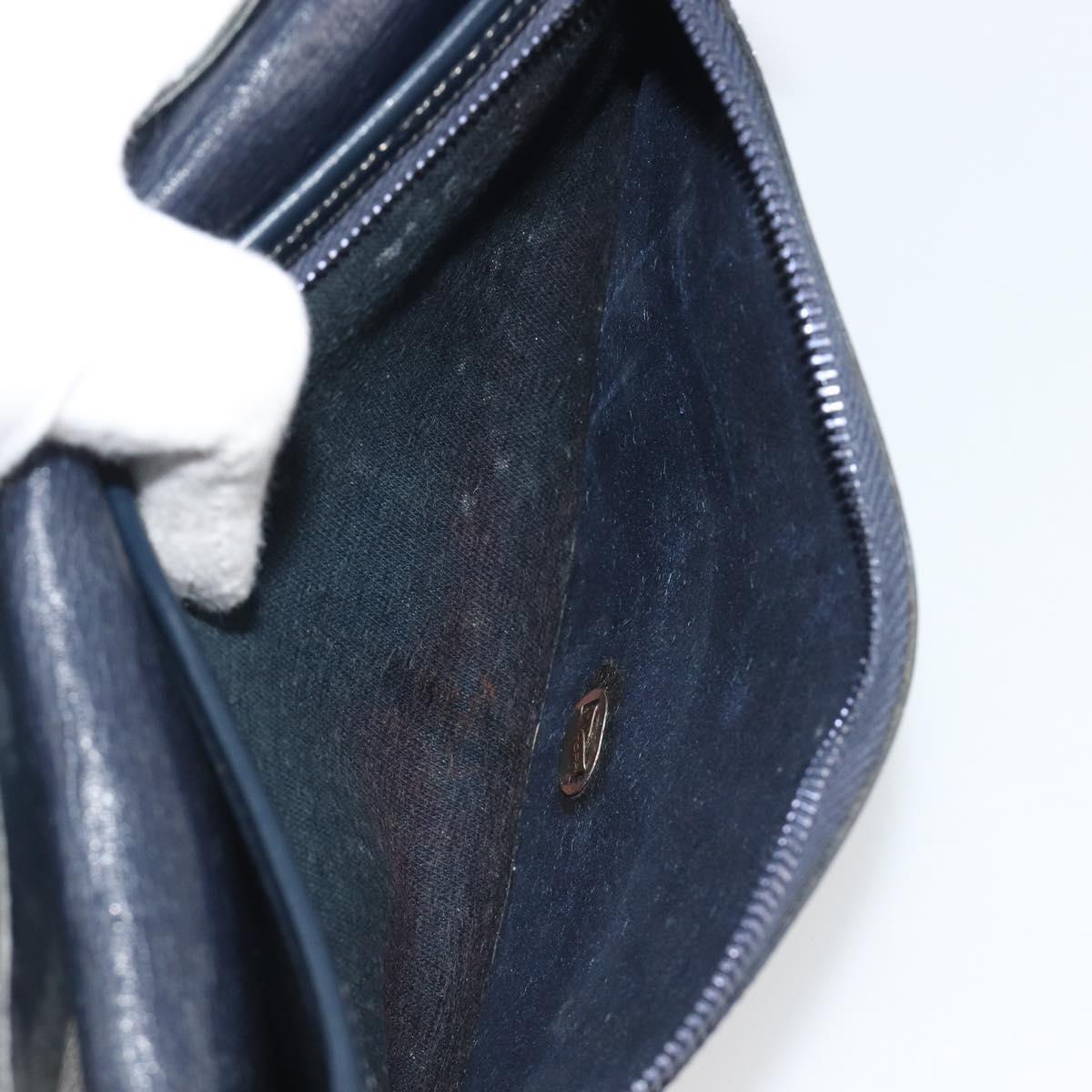 Christian Dior Trotter Canvas Chain Shoulder Bag Navy Gold Auth 192284