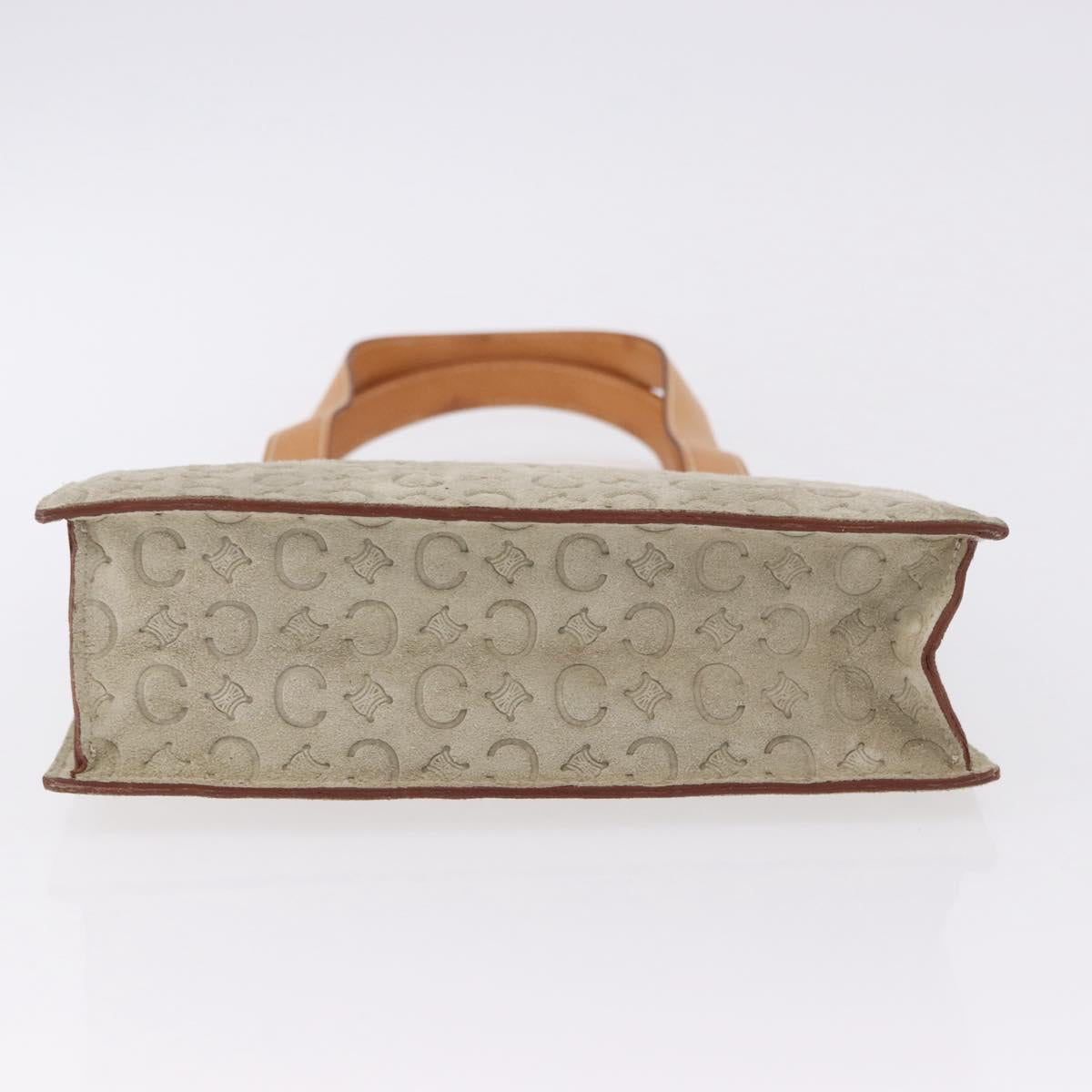 CELINE C Macadam Canvas Hand Bag Suede Gray Silver Auth 192286A