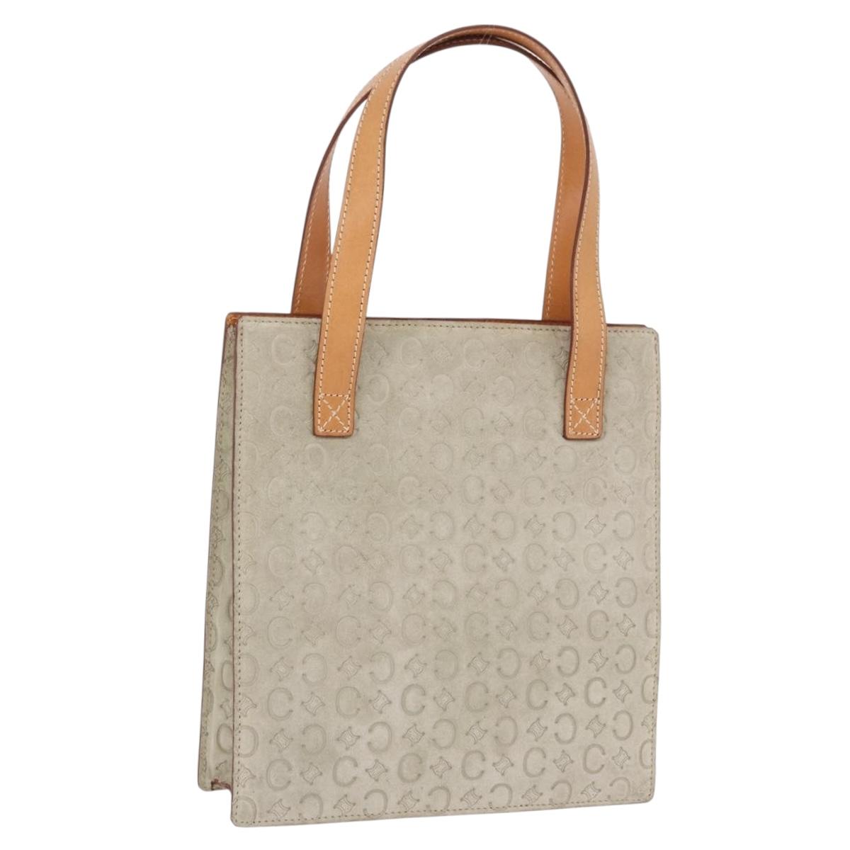 CELINE C Macadam Canvas Hand Bag Suede Gray Silver Auth 192286A