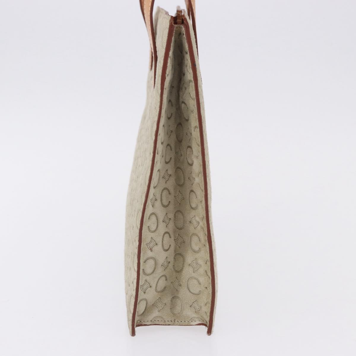 CELINE C Macadam Canvas Hand Bag Suede Gray Silver Auth 192286A