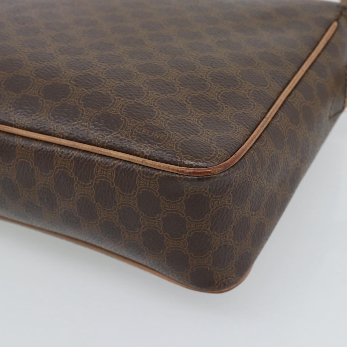 CELINE Macadam Canvas Shoulder Bag PVC Leather Brown Gold Auth 192288