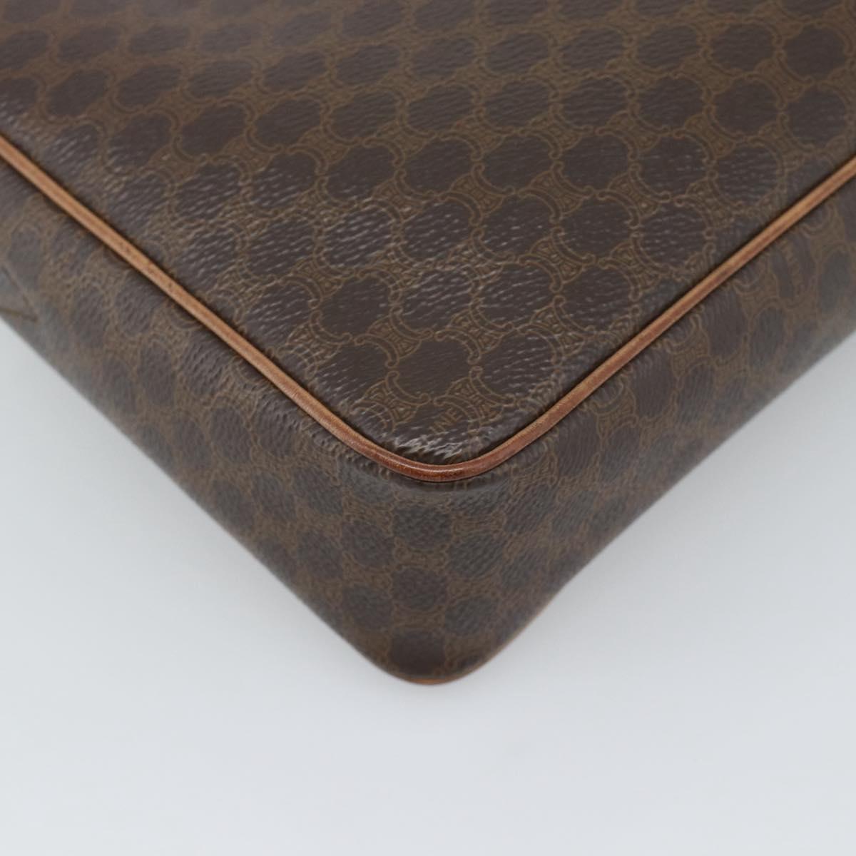 CELINE Macadam Canvas Shoulder Bag PVC Leather Brown Gold Auth 192288