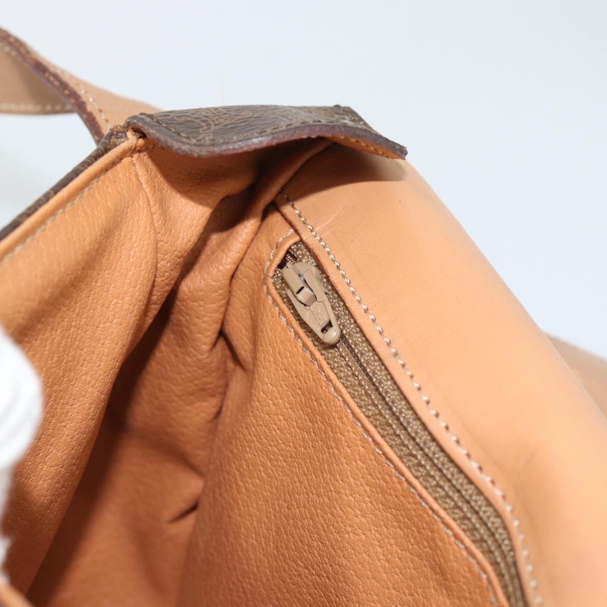 CELINE Macadam Canvas Shoulder Bag PVC Leather Brown Gold Auth 192288