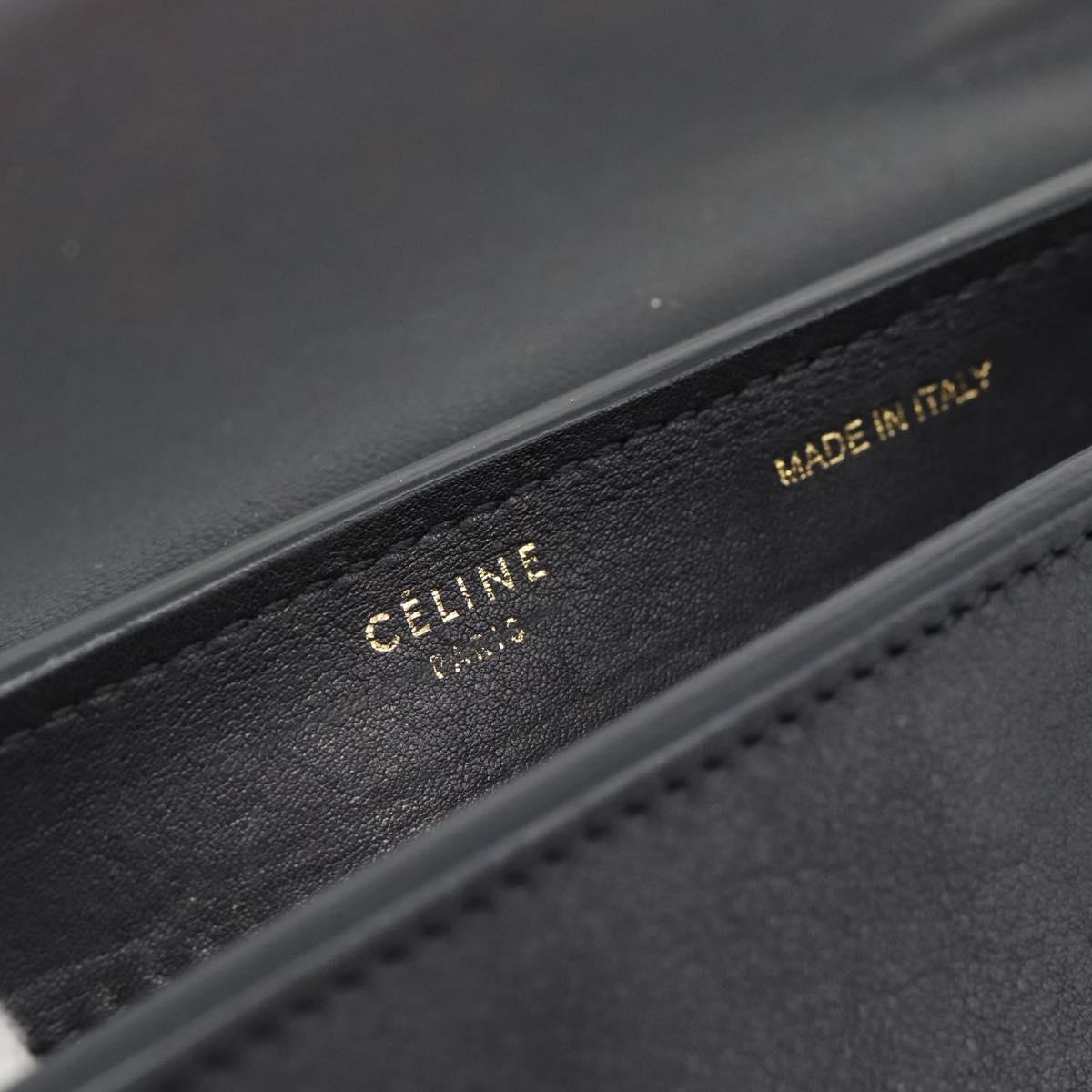 CELINE Trapeze Hand Bag Leather 2way Yellow Gold Auth 192289A
