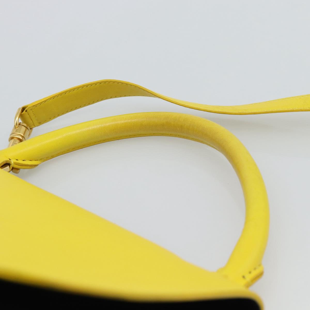 CELINE Trapeze Hand Bag Leather 2way Yellow Gold Auth 192289A