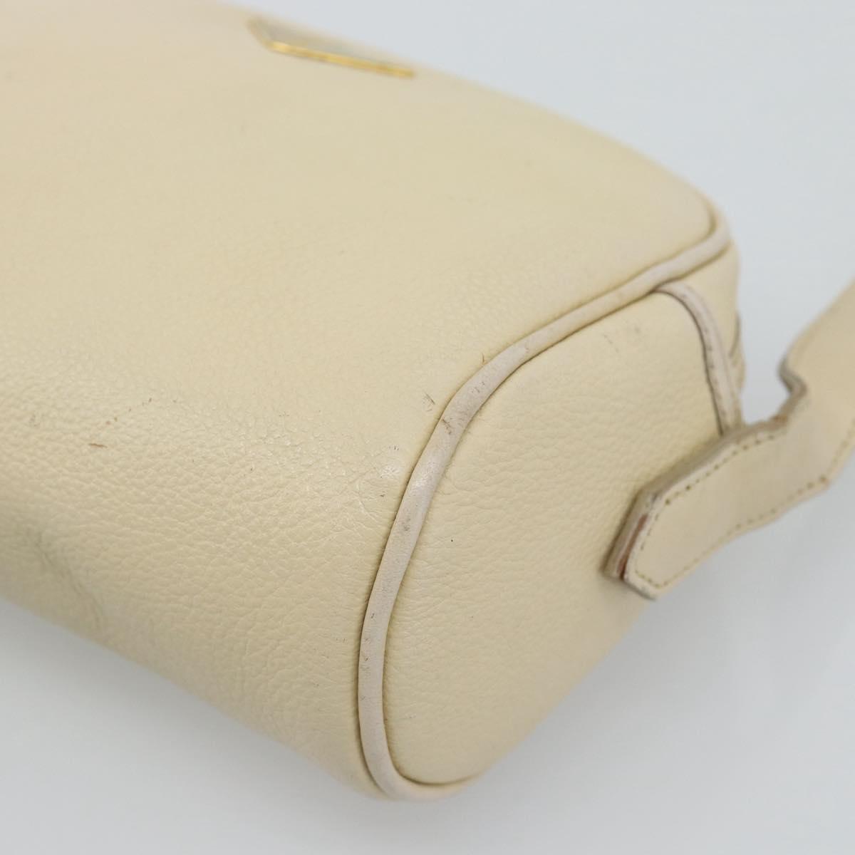 SAINT LAURENT Shoulder Bag Leather Ivory Gold Auth 192290