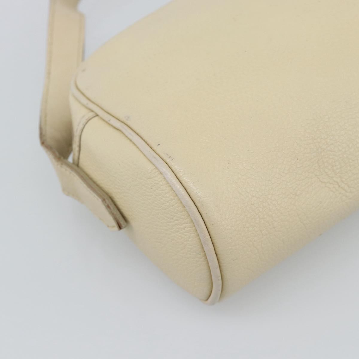 SAINT LAURENT Shoulder Bag Leather Ivory Gold Auth 192290