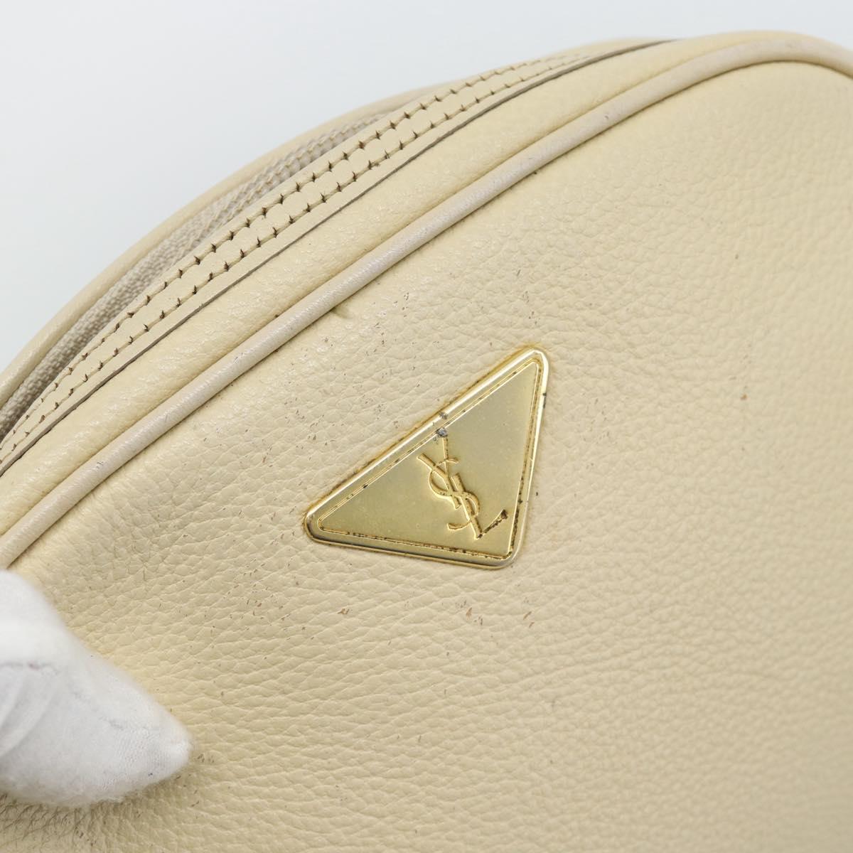 SAINT LAURENT Shoulder Bag Leather Ivory Gold Auth 192290