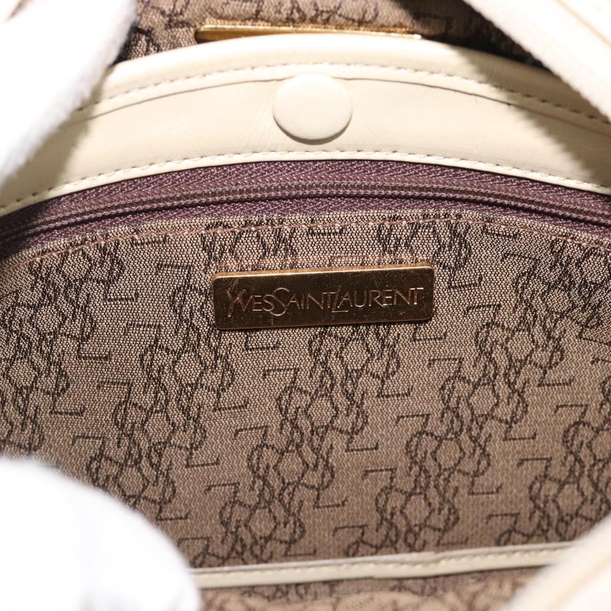 SAINT LAURENT Shoulder Bag Leather Ivory Gold Auth 192290