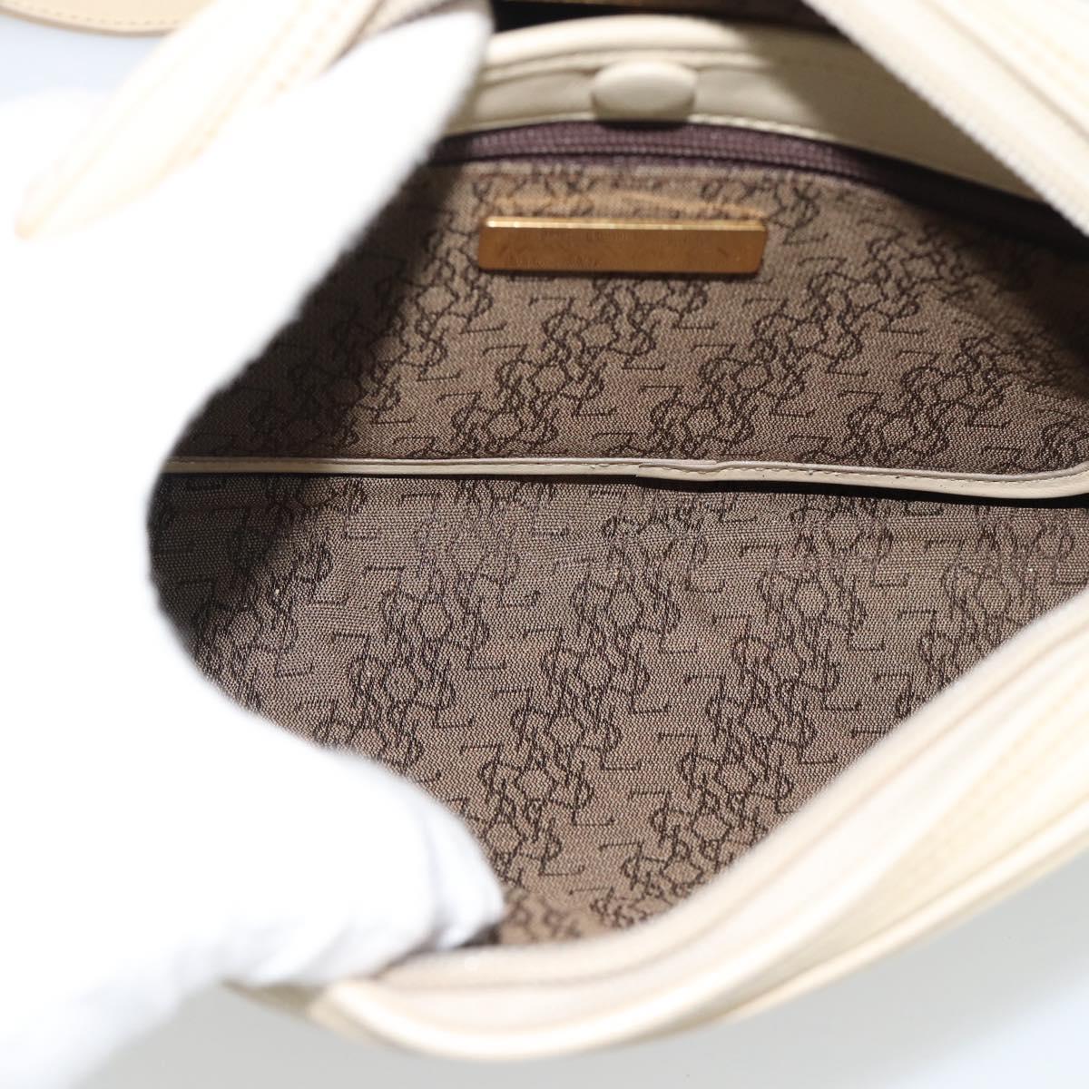 SAINT LAURENT Shoulder Bag Leather Ivory Gold Auth 192290