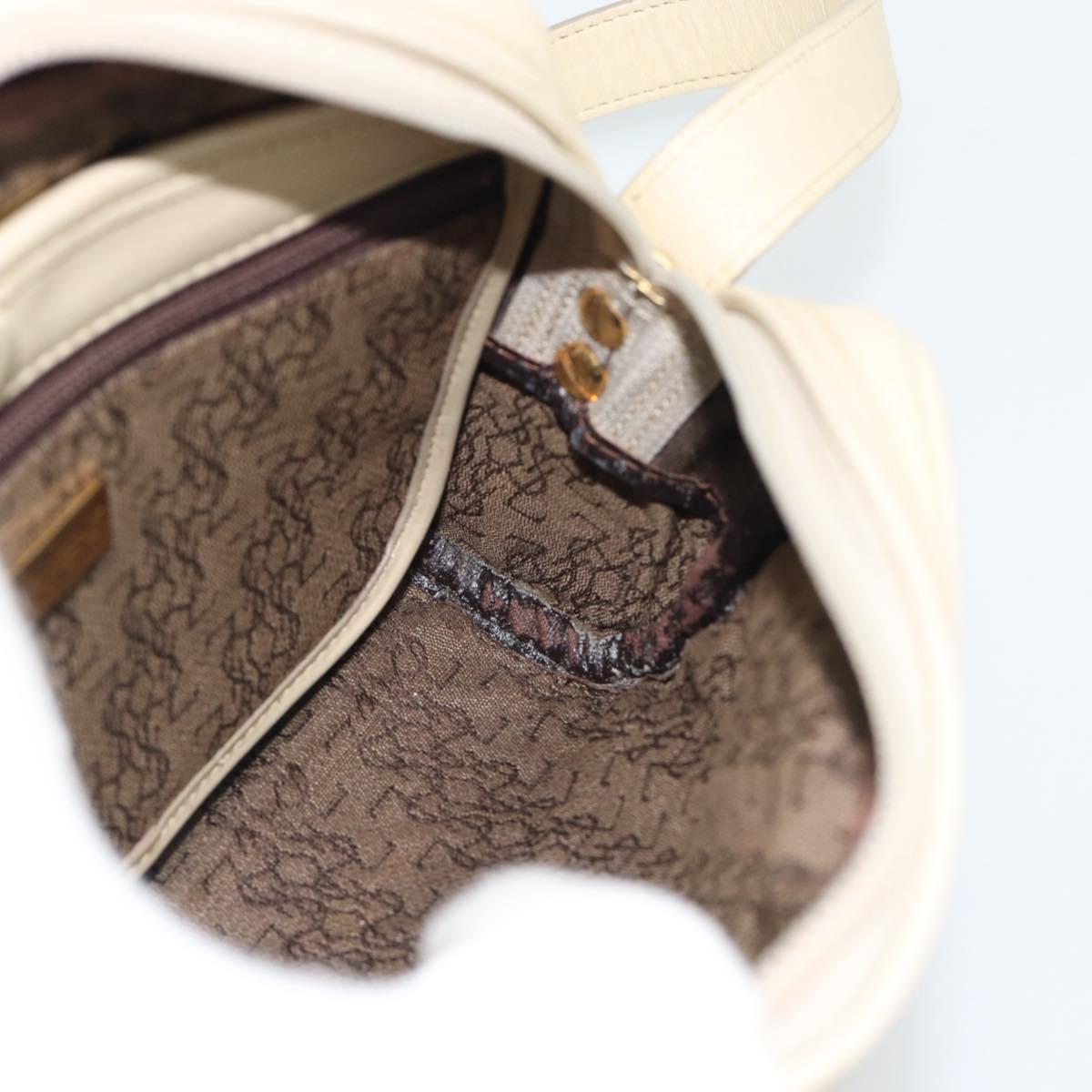 SAINT LAURENT Shoulder Bag Leather Ivory Gold Auth 192290