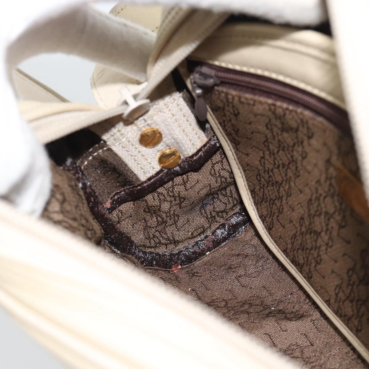 SAINT LAURENT Shoulder Bag Leather Ivory Gold Auth 192290