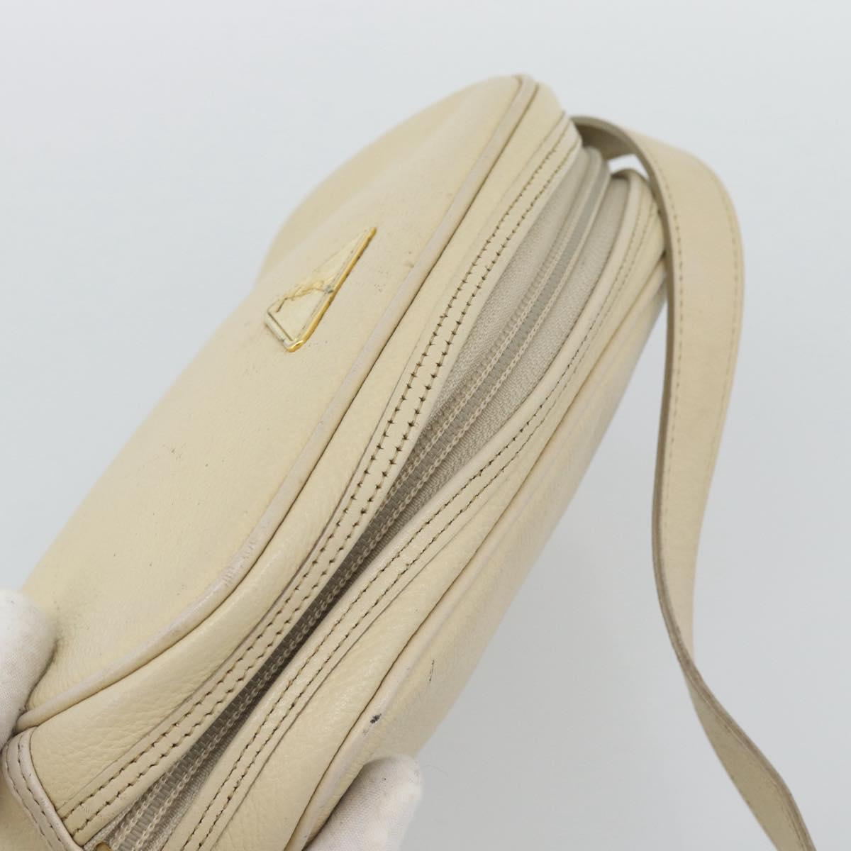 SAINT LAURENT Shoulder Bag Leather Ivory Gold Auth 192290