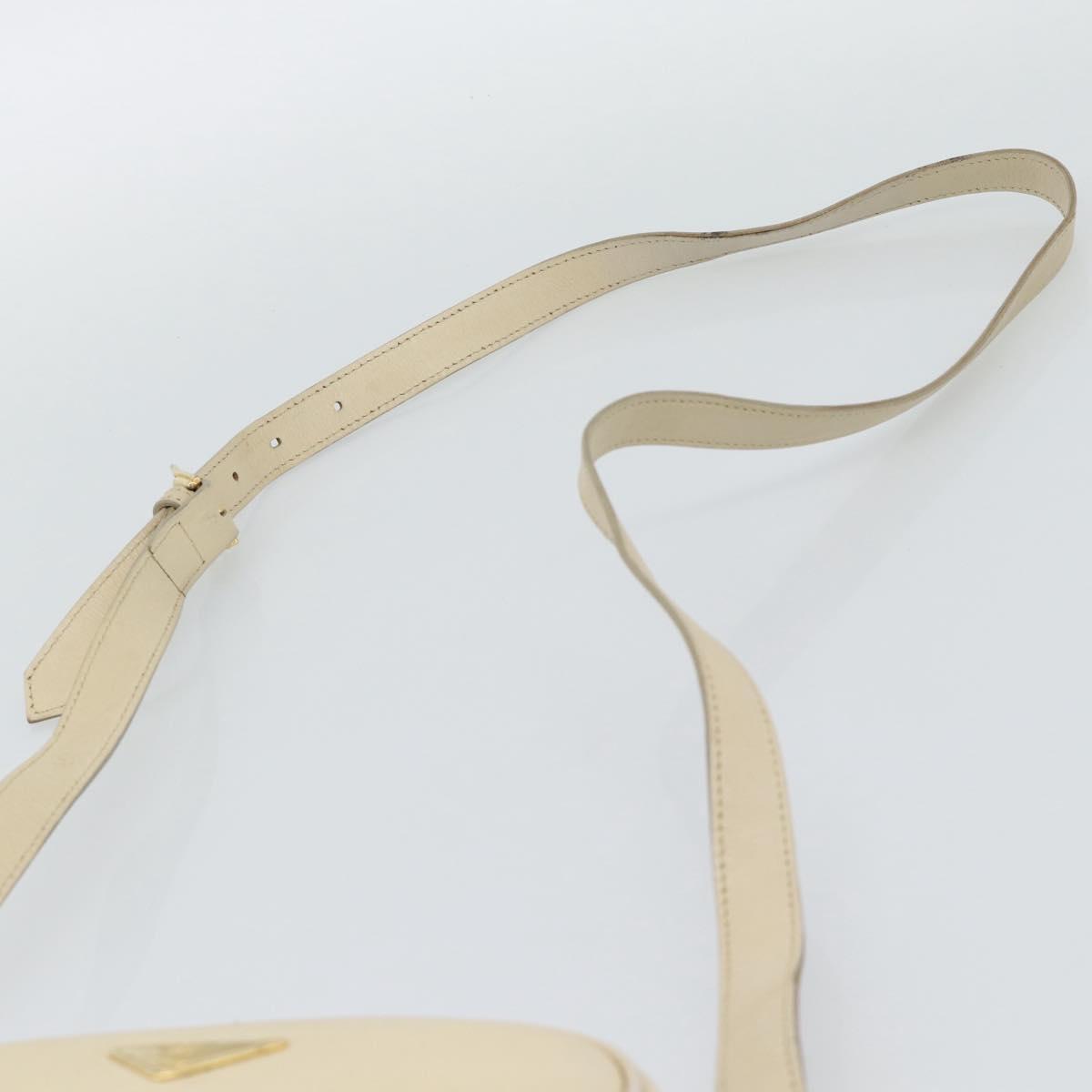 SAINT LAURENT Shoulder Bag Leather Ivory Gold Auth 192290