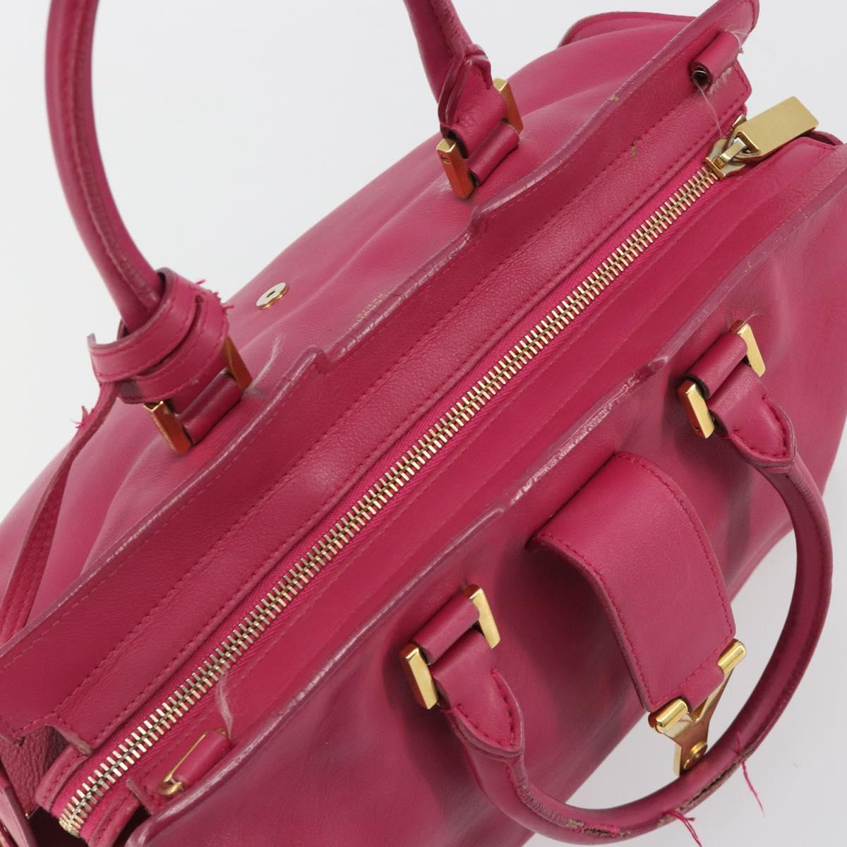 SAINT LAURENT Y Line Hand Bag Leather Pink Gold 311210 Auth 192291