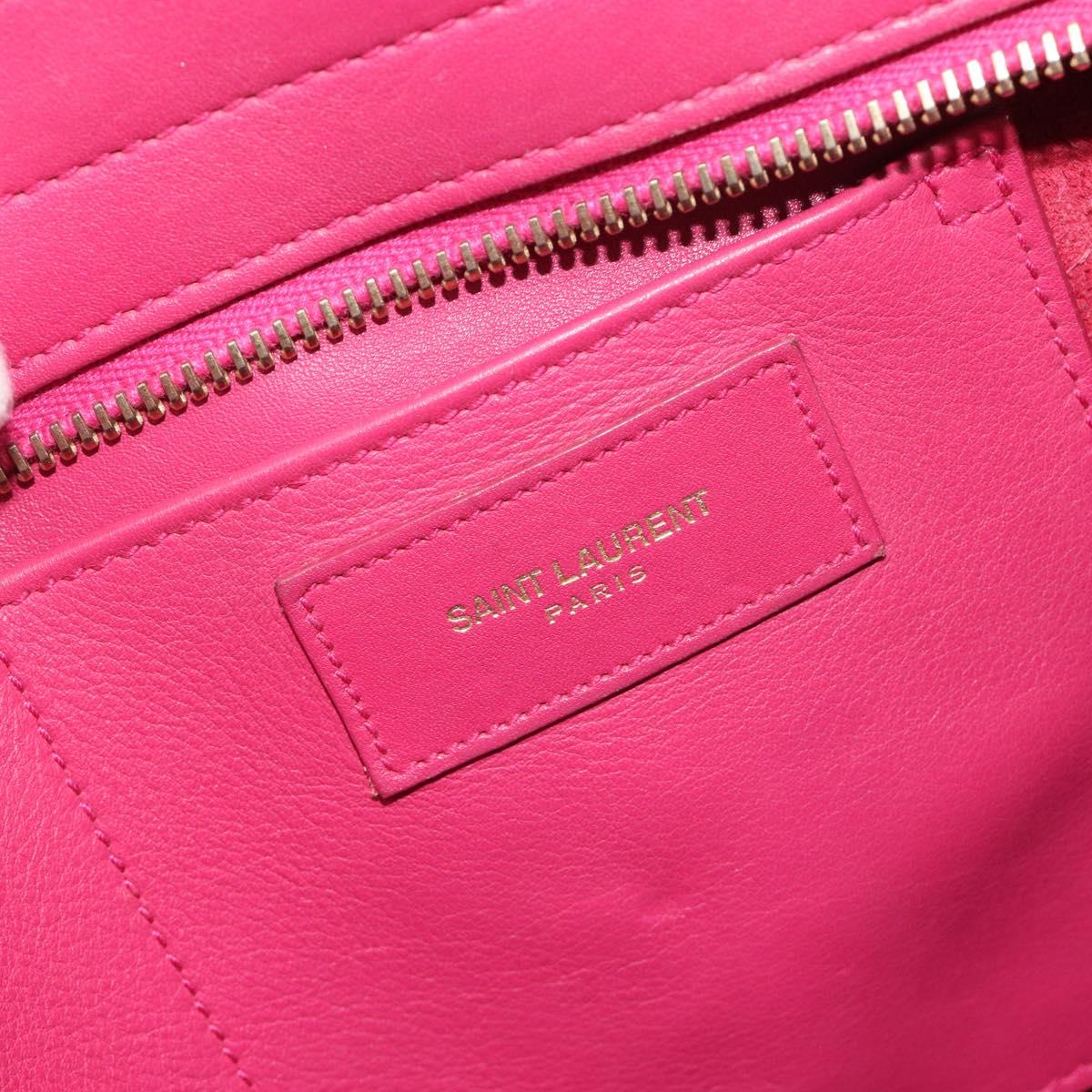 SAINT LAURENT Y Line Hand Bag Leather Pink Gold 311210 Auth 192291