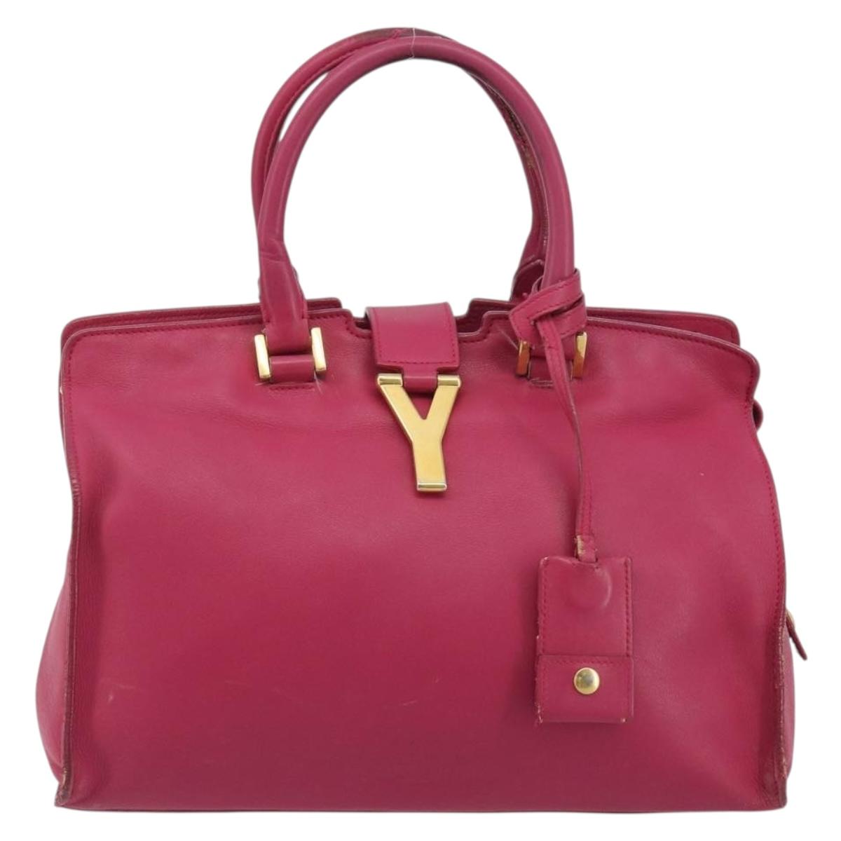 SAINT LAURENT Y Line Hand Bag Leather Pink Gold 311210 Auth 192291
