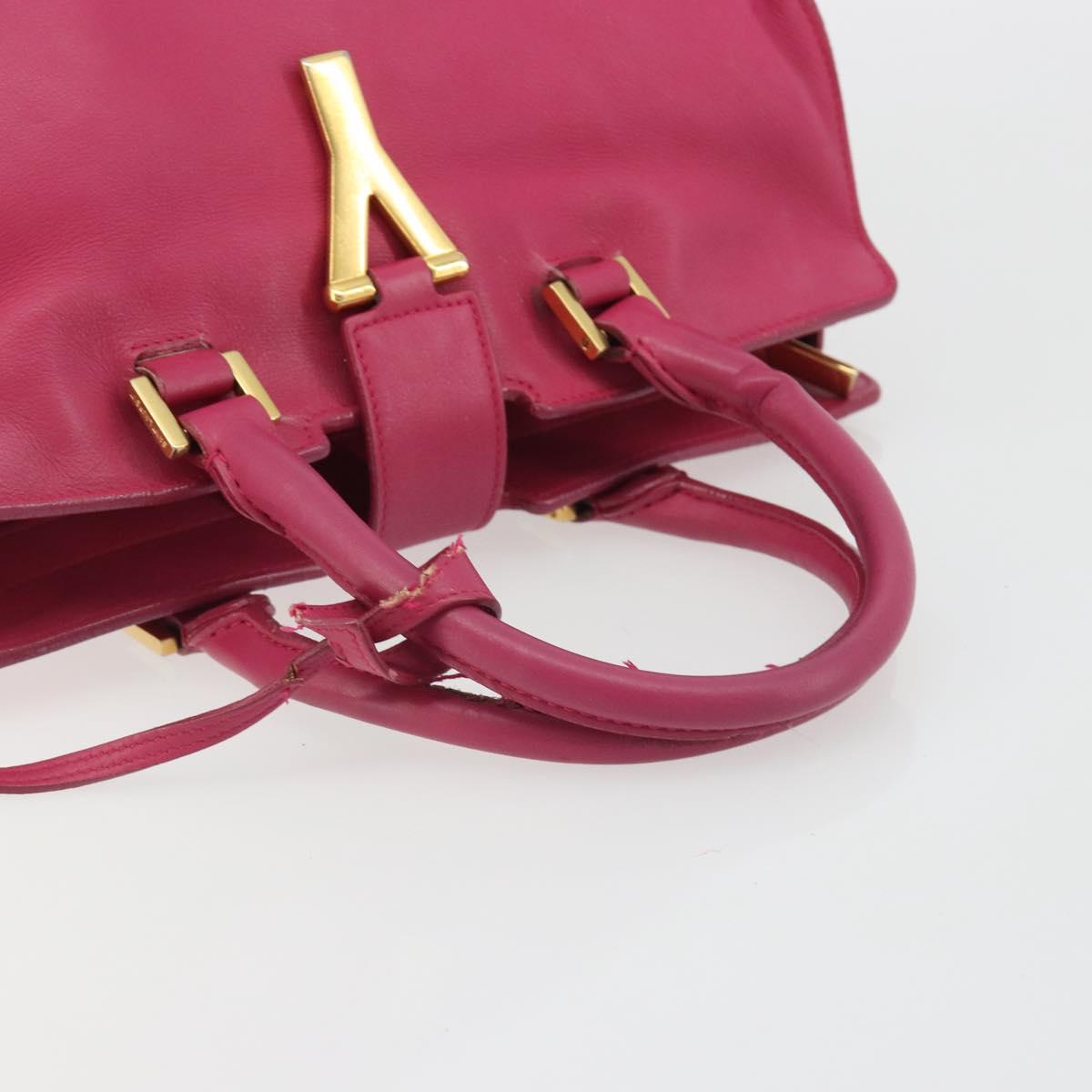 SAINT LAURENT Y Line Hand Bag Leather Pink Gold 311210 Auth 192291