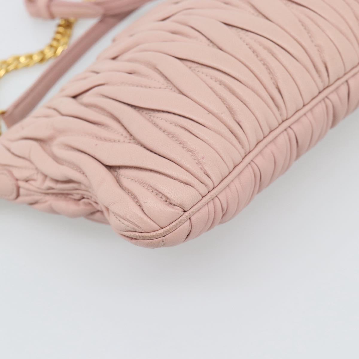 Miu Miu Matelasse Chain Shoulder Bag Leather 2way Pink Gold Auth 192292A