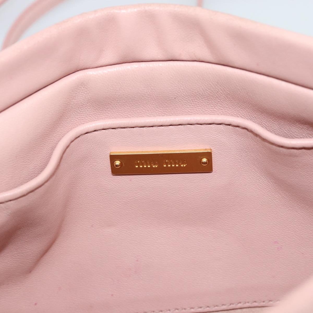 Miu Miu Matelasse Chain Shoulder Bag Leather 2way Pink Gold Auth 192292A