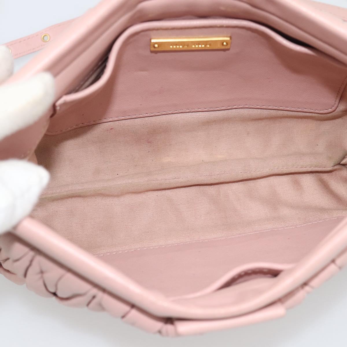 Miu Miu Matelasse Chain Shoulder Bag Leather 2way Pink Gold Auth 192292A