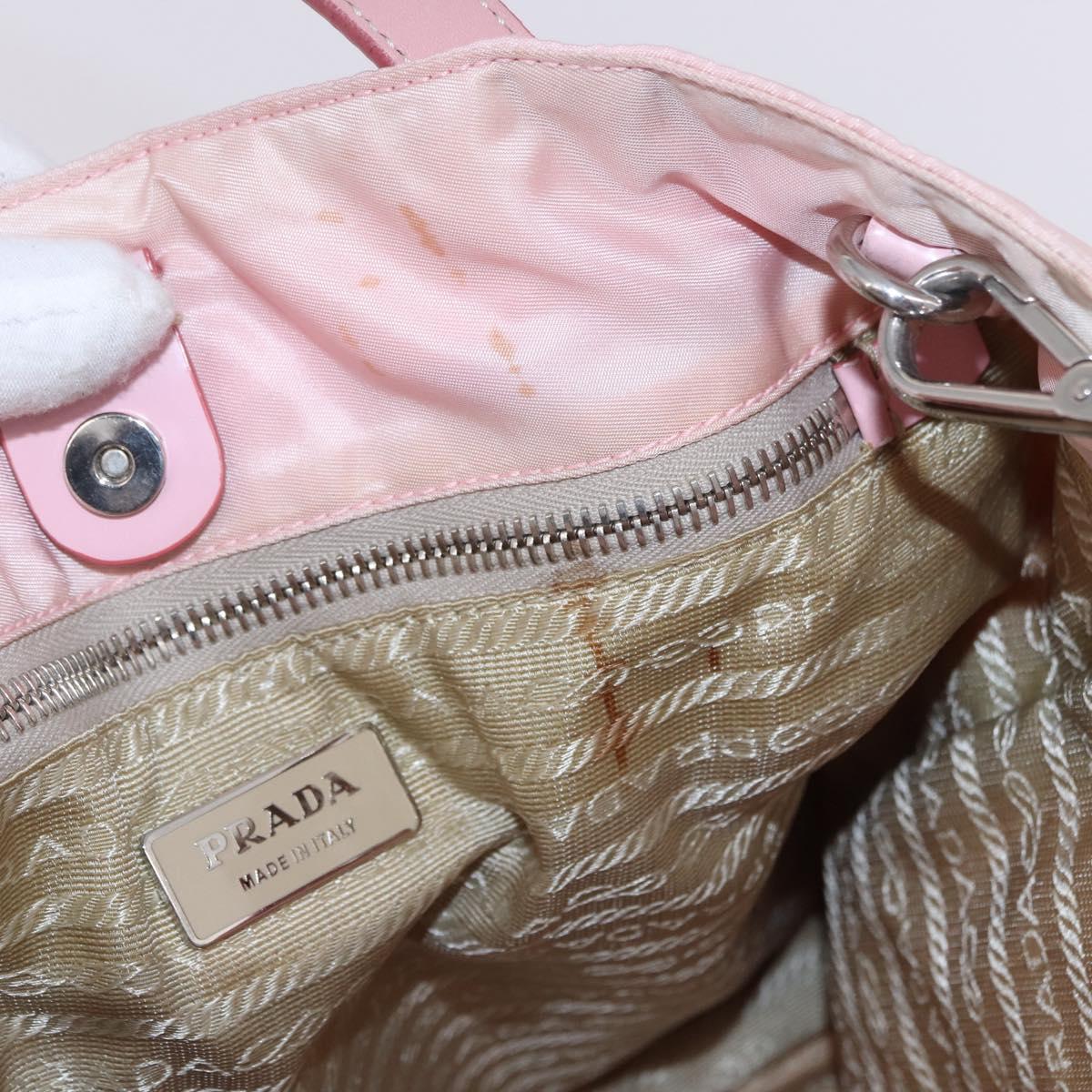 PRADA Tote Bag Nylon 2way Pink Silver Auth 192294