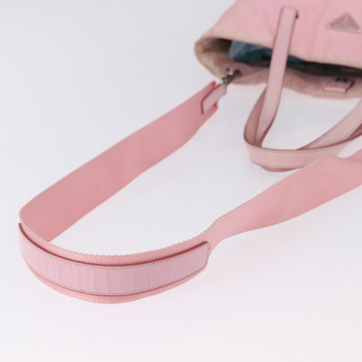 PRADA Tote Bag Nylon 2way Pink Silver Auth 192294
