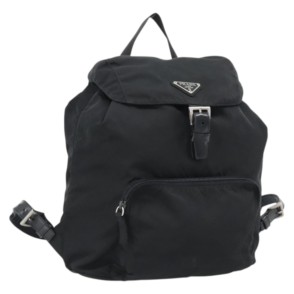 PRADA Nylon Backpack Black Silver Auth 192295A