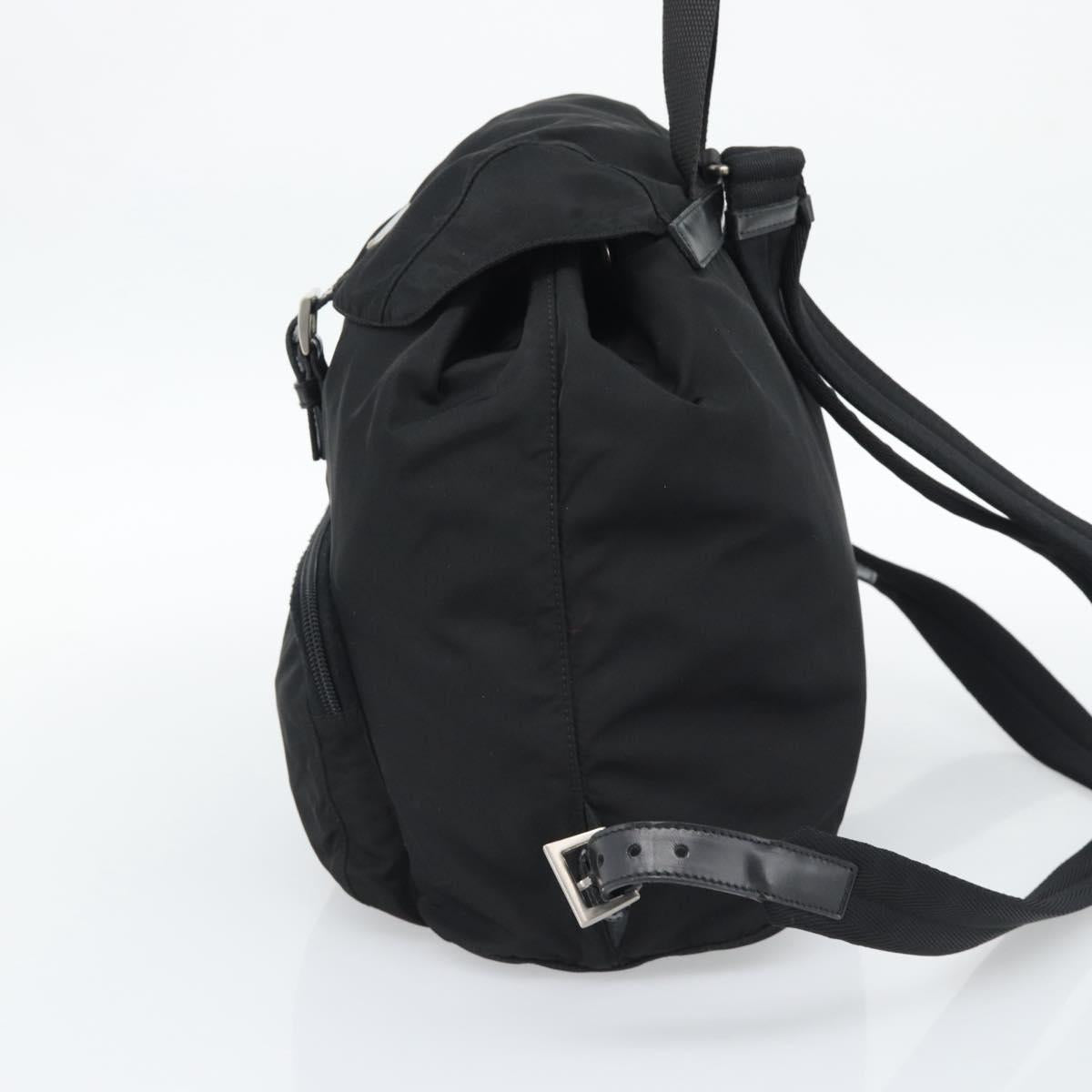 PRADA Nylon Backpack Black Silver Auth 192295A