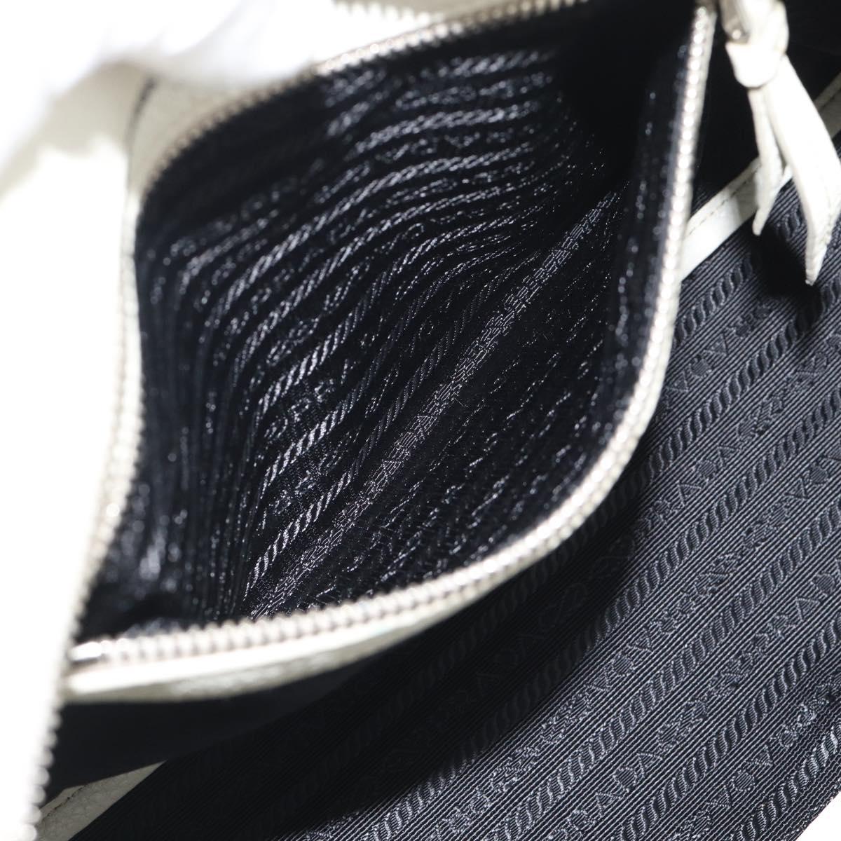 PRADA Hand Bag Vittero Dino Leather 2way White Silver Auth 192296V