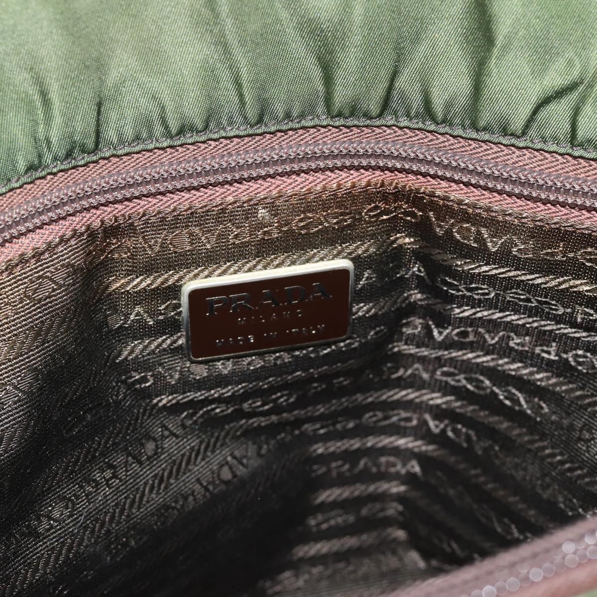 PRADA Plastic Chain Tote Bag Nylon Green Auth 192297