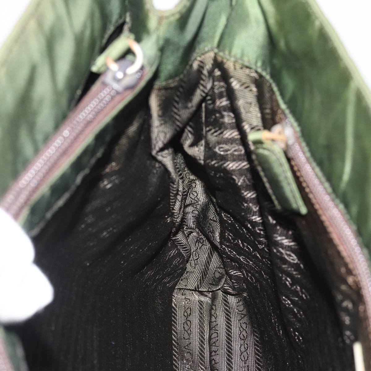 PRADA Plastic Chain Tote Bag Nylon Green Auth 192297