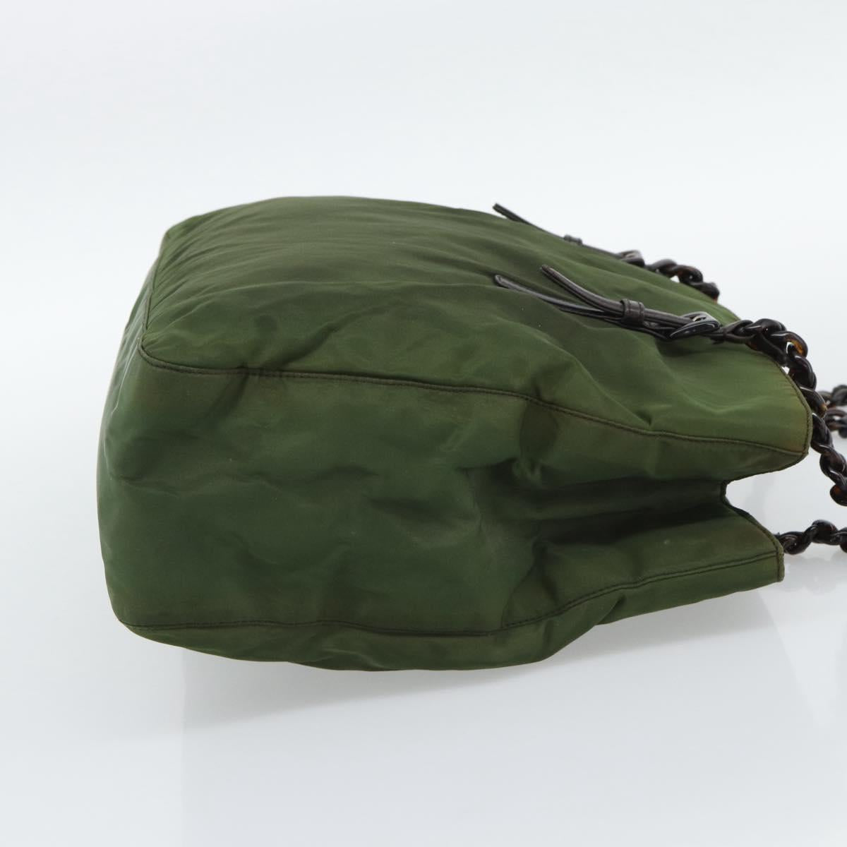 PRADA Plastic Chain Tote Bag Nylon Green Auth 192297