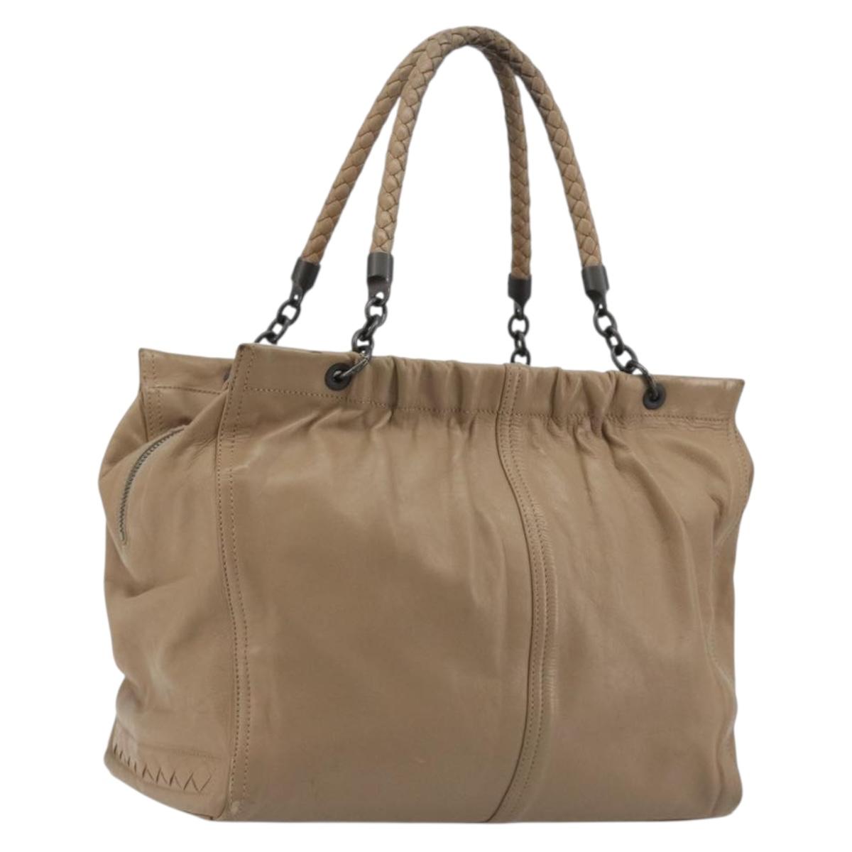 BOTTEGA VENETA INTRECCIATO Tote Bag Leather Beige Auth 192298