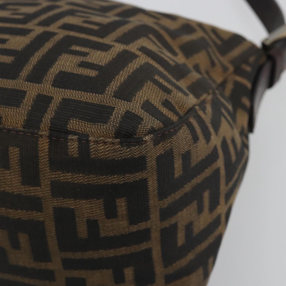FENDI Zucca Canvas Mamma Baguette Shoulder Bag Brown Black Auth 192302V