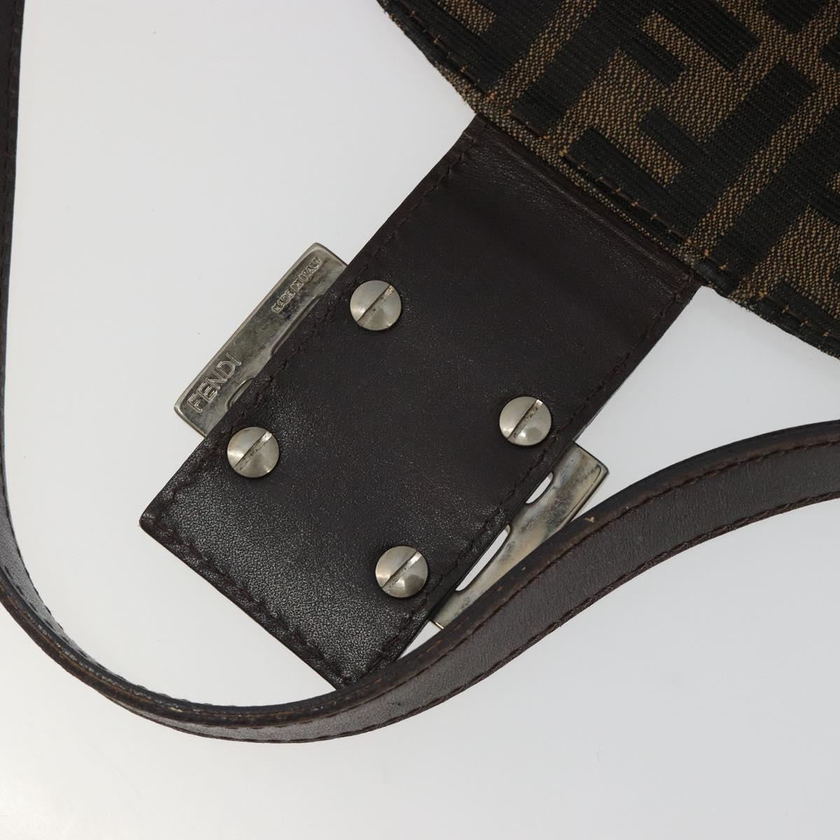 FENDI Zucca Canvas Mamma Baguette Shoulder Bag Brown Black Auth 192302V