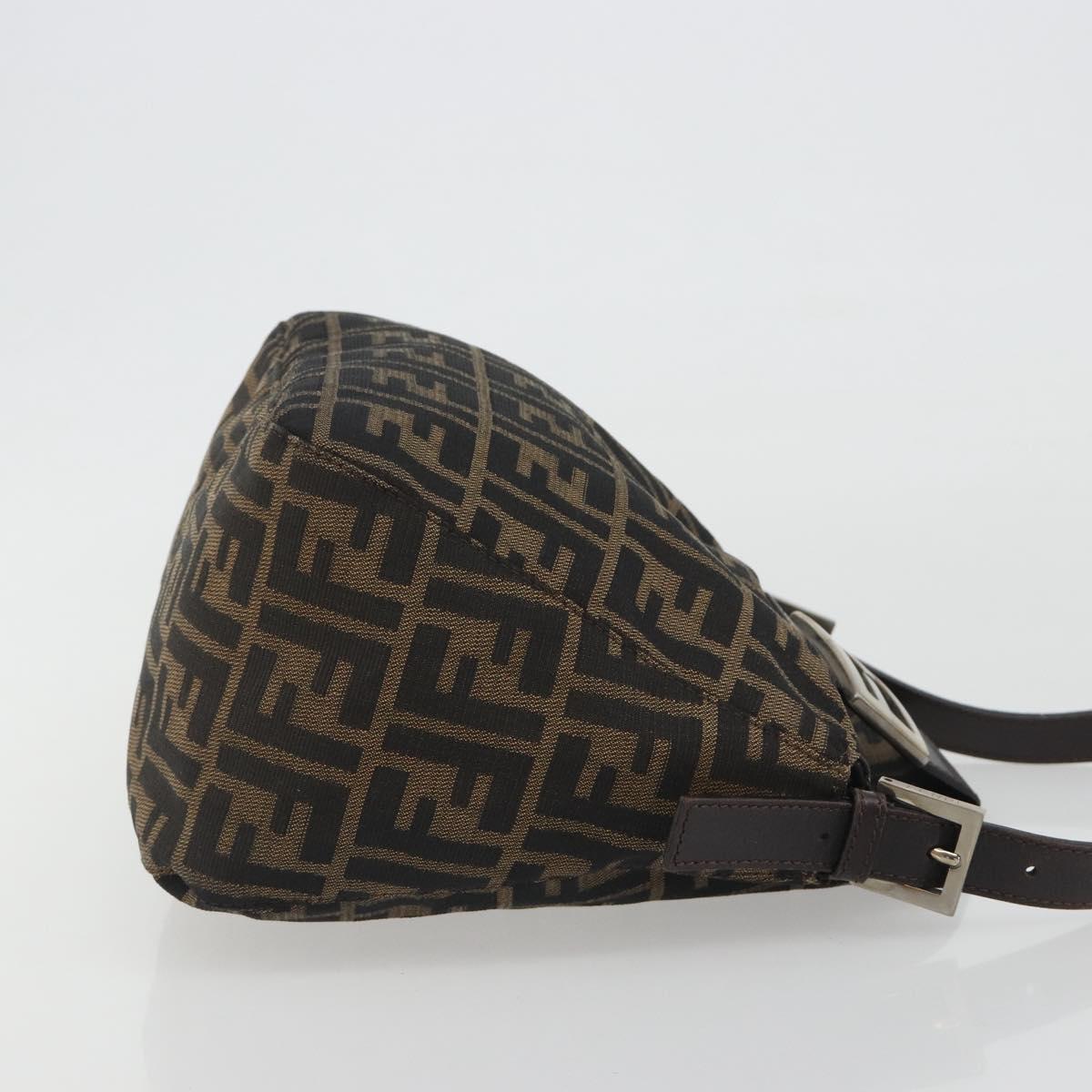 FENDI Zucca Canvas Mamma Baguette Shoulder Bag Brown Black Auth 192302V