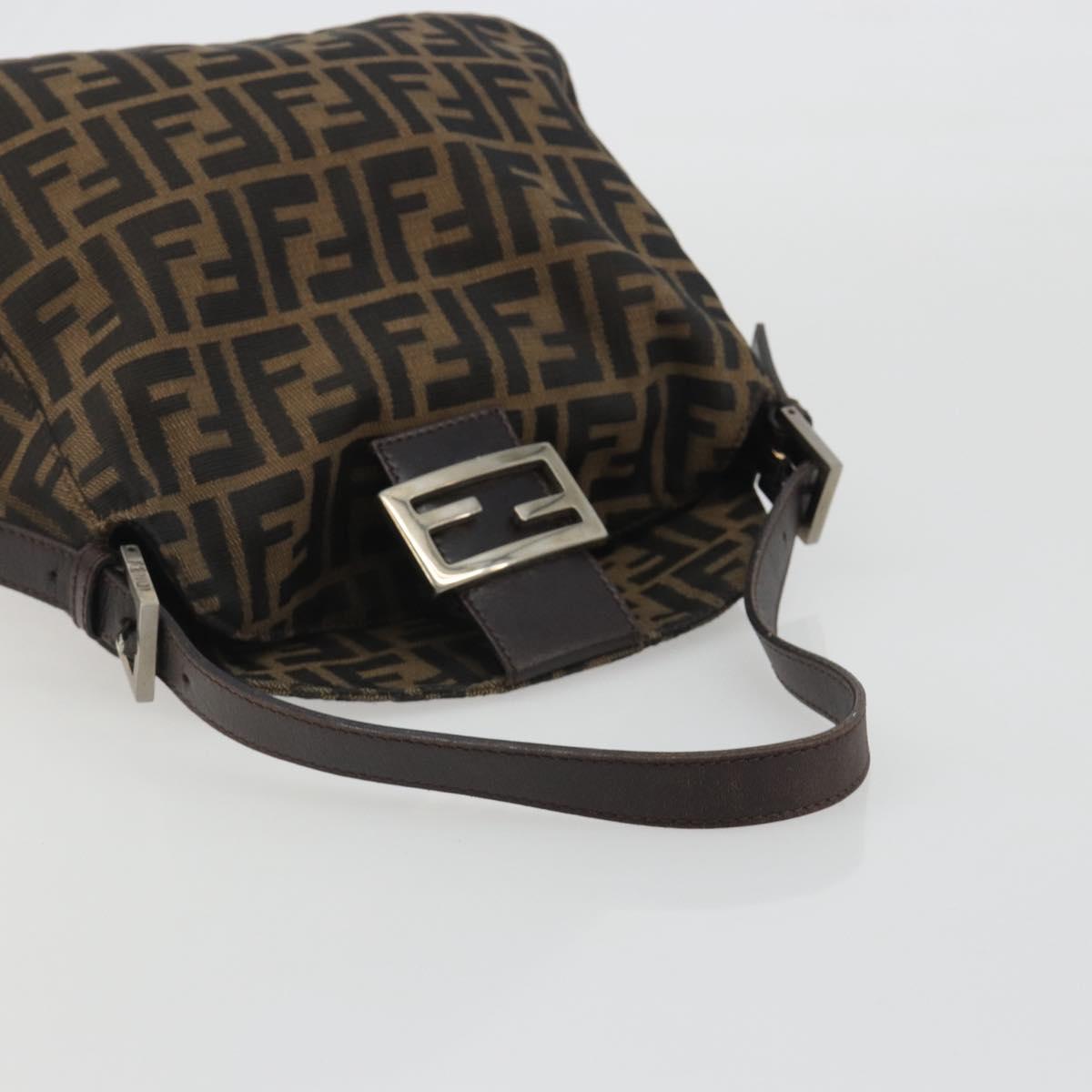 FENDI Zucca Canvas Mamma Baguette Shoulder Bag Brown Black Auth 192302V