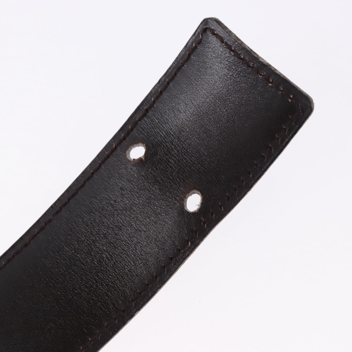 HERMES Constant H Belt Leather 35"" Black Gold Auth 192305