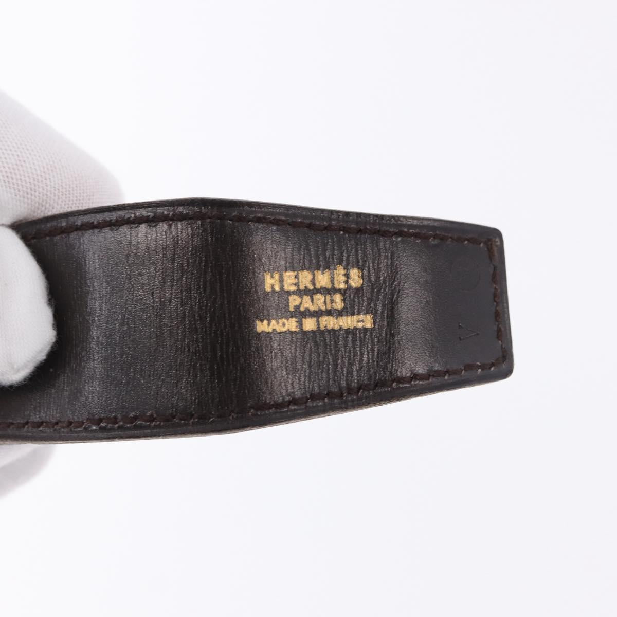 HERMES Constant H Belt Leather 35"" Black Gold Auth 192305