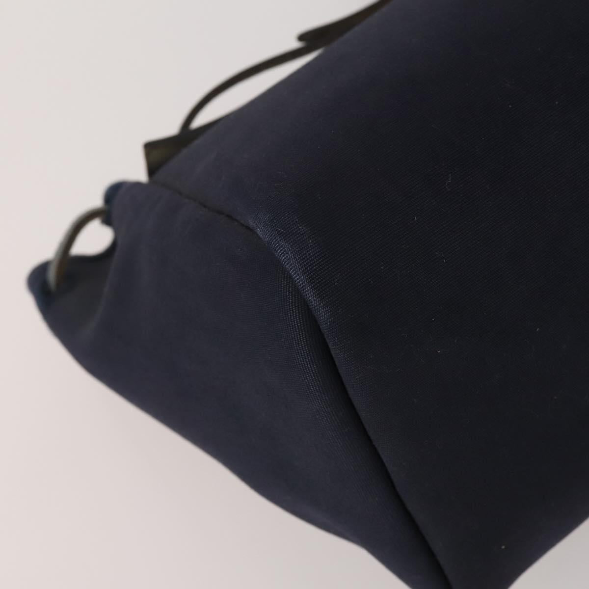 HERMES Herbag Cabas GM Tote Bag Canvas Navy Silver Auth 192310