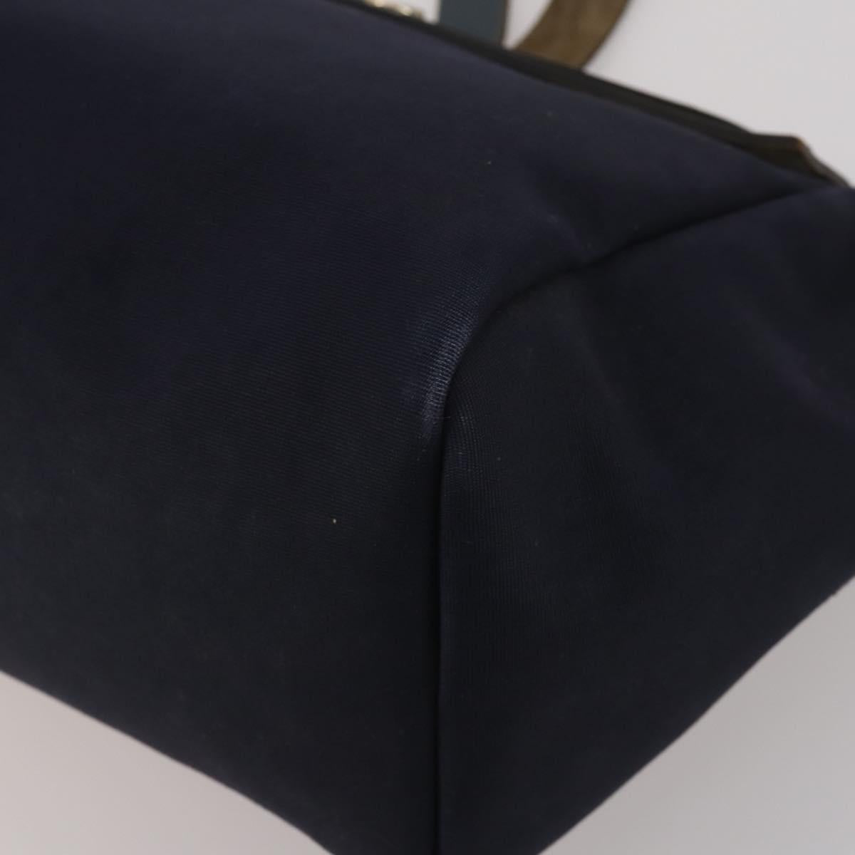 HERMES Herbag Cabas GM Tote Bag Canvas Navy Silver Auth 192310