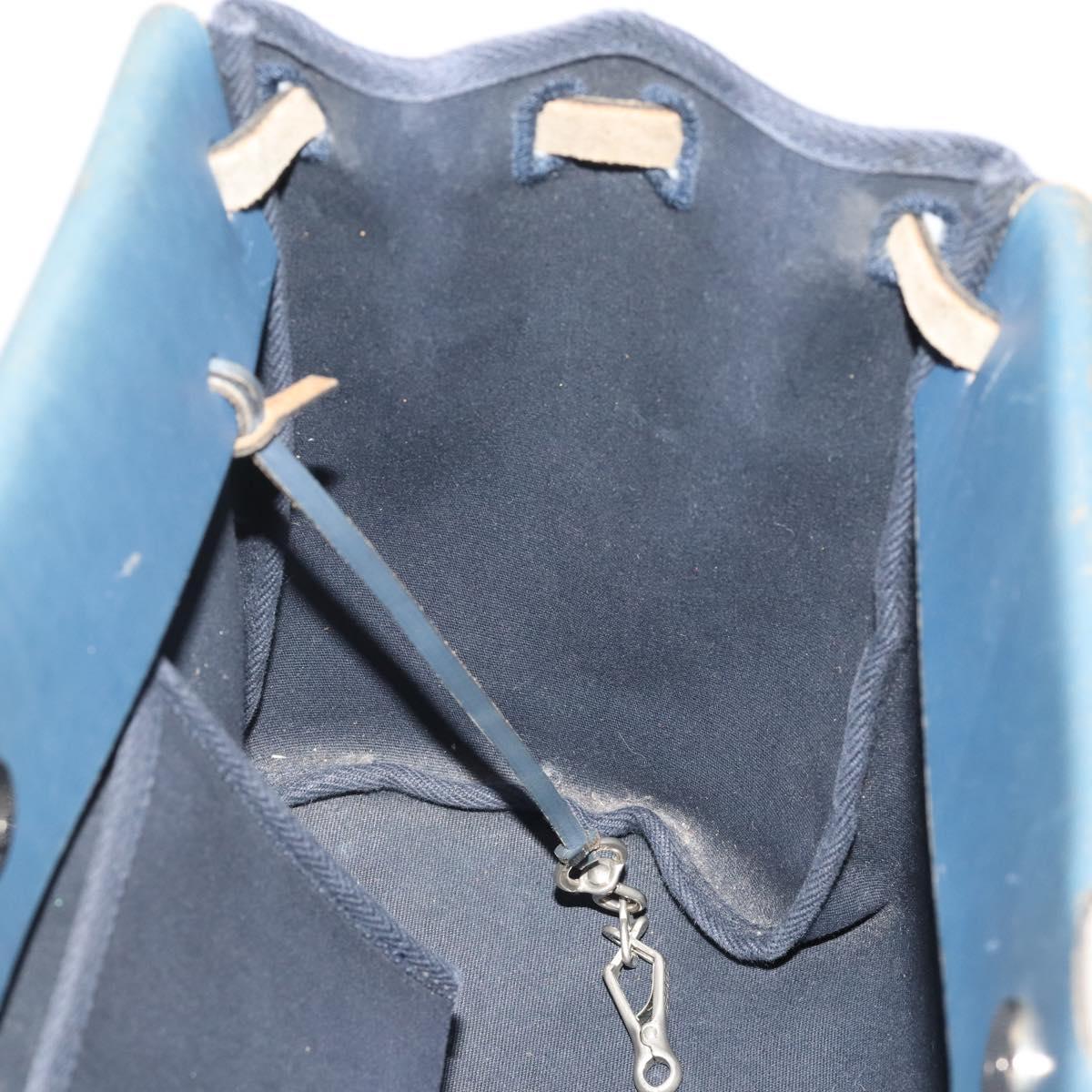 HERMES Herbag Cabas GM Tote Bag Canvas Navy Silver Auth 192310