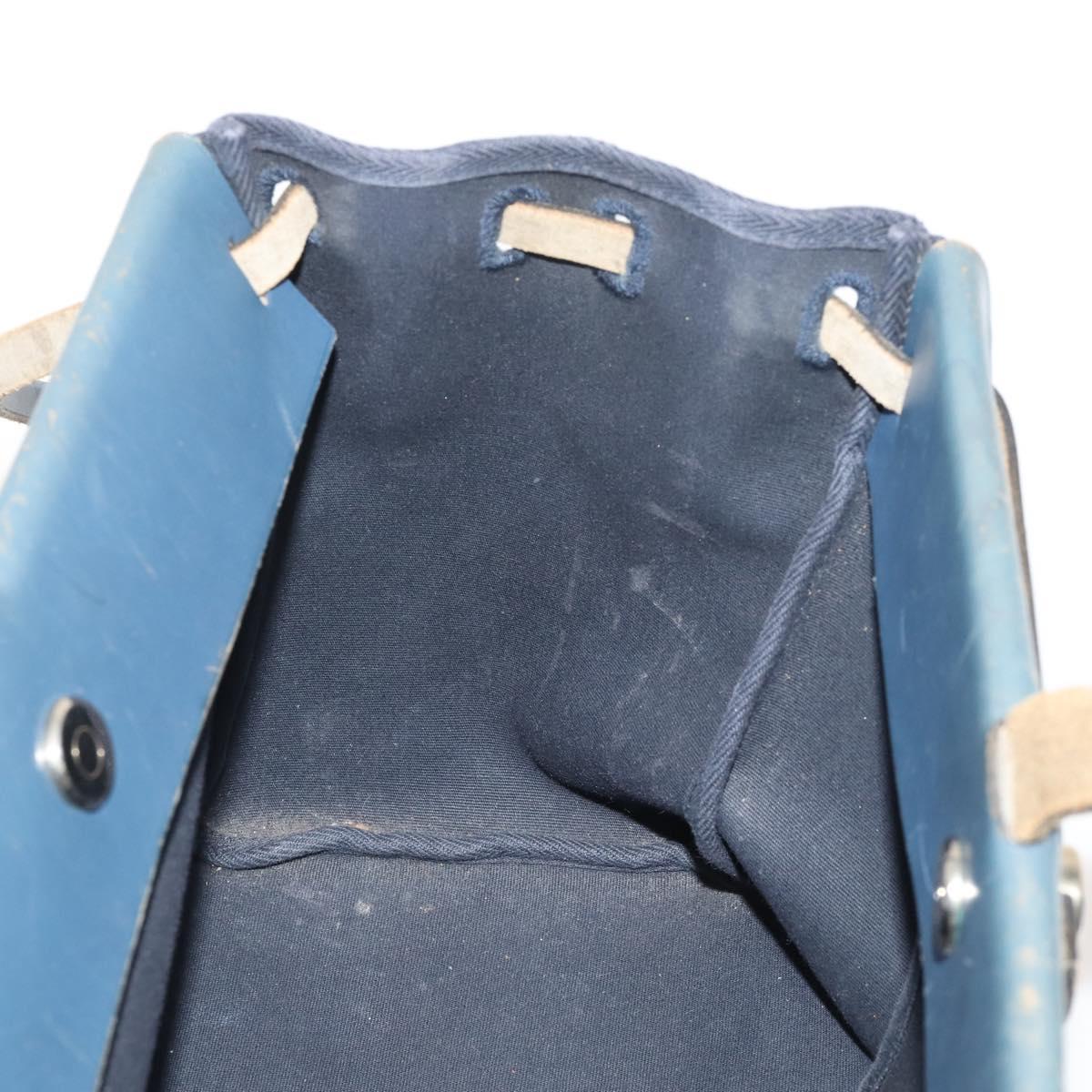 HERMES Herbag Cabas GM Tote Bag Canvas Navy Silver Auth 192310