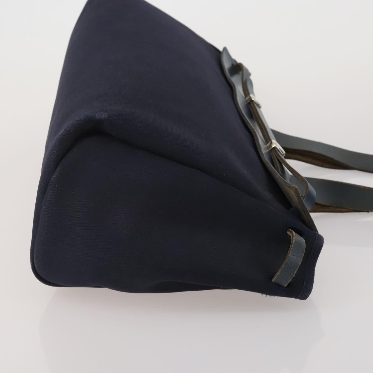 HERMES Herbag Cabas GM Tote Bag Canvas Navy Silver Auth 192310