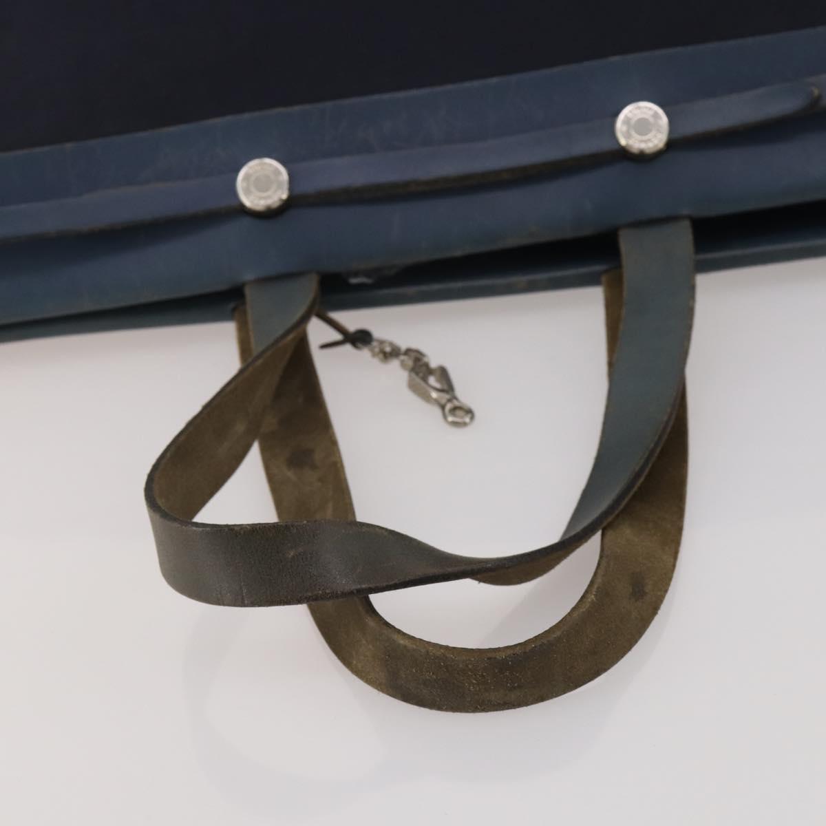 HERMES Herbag Cabas GM Tote Bag Canvas Navy Silver Auth 192310