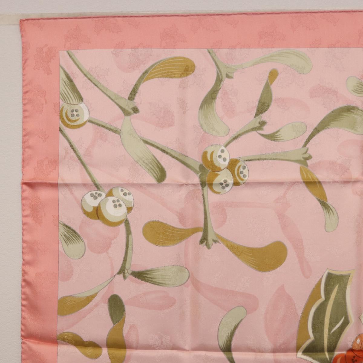 HERMES Carre90 Scarf Silk Pink Green Auth 192370M